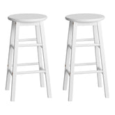 Artiss Set of 2 Beech Wood Backless Bar Stools - White